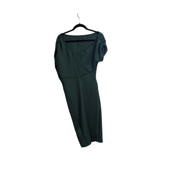 Green Off-the-Shoulder Midi Dress Size L | Fitted Silhouette - Picture 3 of 3